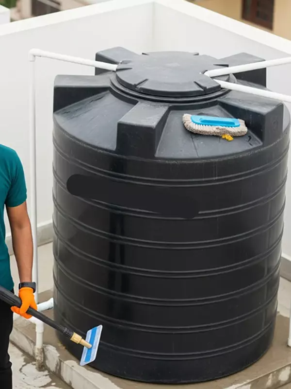Overhead water tank cleaning service